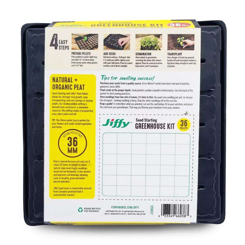 Seed Starting Greenhouse Kit – Jiffy – 36 Peat Pellets